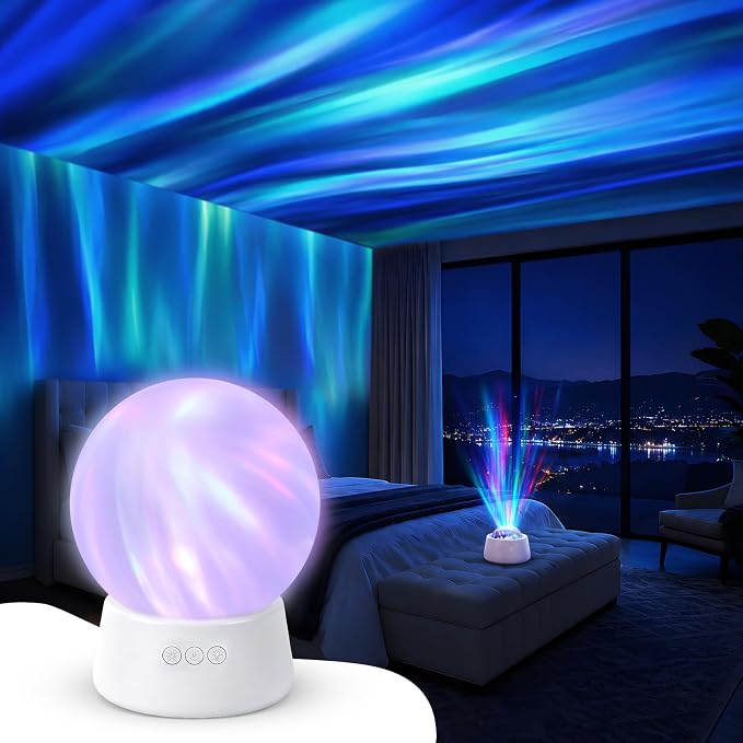 FSSQBFLC Galaxy Light Aurora Projector Night Light LED Star Projector for Bedroom Nebula Lamp, Home Room Decor, Remote Control, Colorful Lighting Effects White
