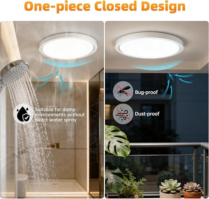 15.8Inch 2Pack LED Flush Mount Ceiling Light,5CCT,ETL Listed,Dimmable White | Hardwired 5CCT Selectable 2700K-5000K,30W 3400LM Dimmable Round Flat Panel Light Fixture for Living/Bedroom,Porch&Indoor