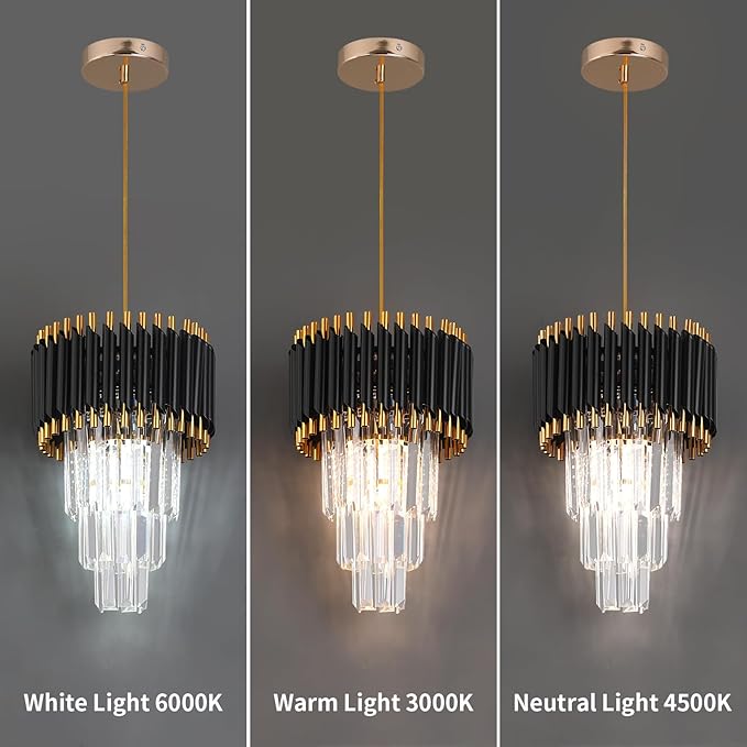Crystal Chandelier Gold Pendant Light Fixtures Modern Round Crystal Pendant Light for Kitchen Island D9'' Luxury Hanging Light for Dining Room LED Light with Bulb for Bedroom Living Room
