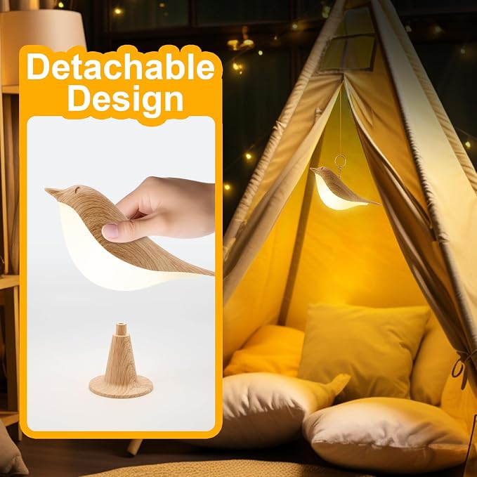Deogos Small Desk Lamp, Cute Bird Light Cordless Lamp with 3 Color Temperature and Touch Sensor,Kids Night Light with Rechargeable Battery for Bedroom Nightstand Bedside Table Room Decor | Cute Bird Night Light, Rechargeable Table Lamp with 3 Color Mod...