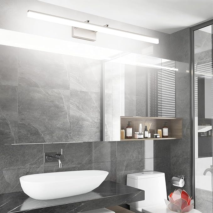 Aipsun 40 inch Modern Brushed Nickel Vanity Light Adjustable LED Bathroom Light Fixtures Over Mirror Rotatable Vanity Lighting 5500K
