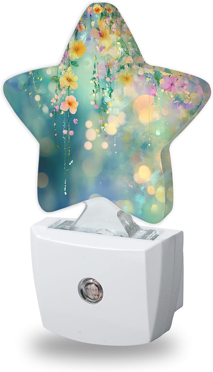 Night Light,Abstract Flowers Night Lights Plug into Wall Spring Floral Decorations for Bedroom Bathroom,Dusk to Dawn Sensor Kitchen Hallway Stairs Energy Efficient Desk Lamp