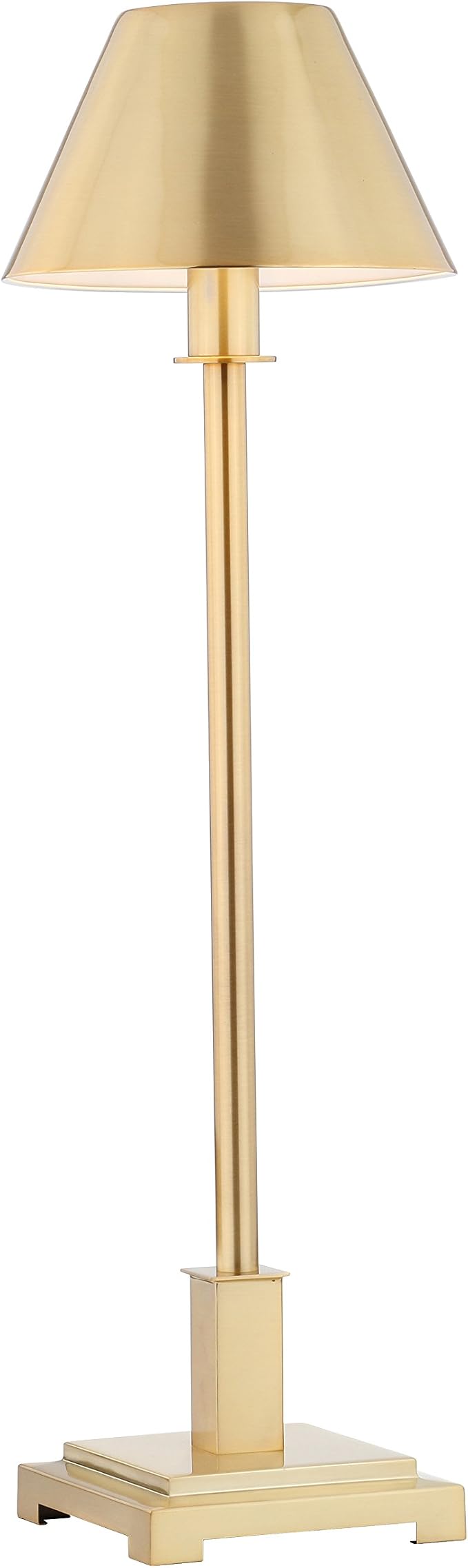 JONATHAN Y Roxy Slim Modern LED Table Lamp Metal 26", Brushed Brass Gold | Empire Shade, Nightstand Buffet Desk Lighting For Living Room Office, Rotary Socket Switch, Silk Cord, LED Bulb Included
