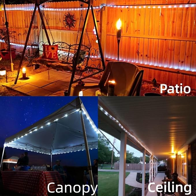 YEGUO Solar Rope Lights Outdoor Waterproof, 2 Packs Each 33ft 100 LED String Lights, 8 Modes Fairy Lights in Clear Thin Tube(White)
