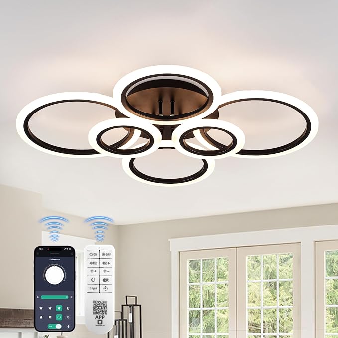 Modern LED Ceiling Light 31" 68W 2315LM Ceiling Light for Bedroom | 3000-6500K Remote Control APP Adjustable Color Temperature Brightness Memory Function Night Light Living Room Kitchen Timer