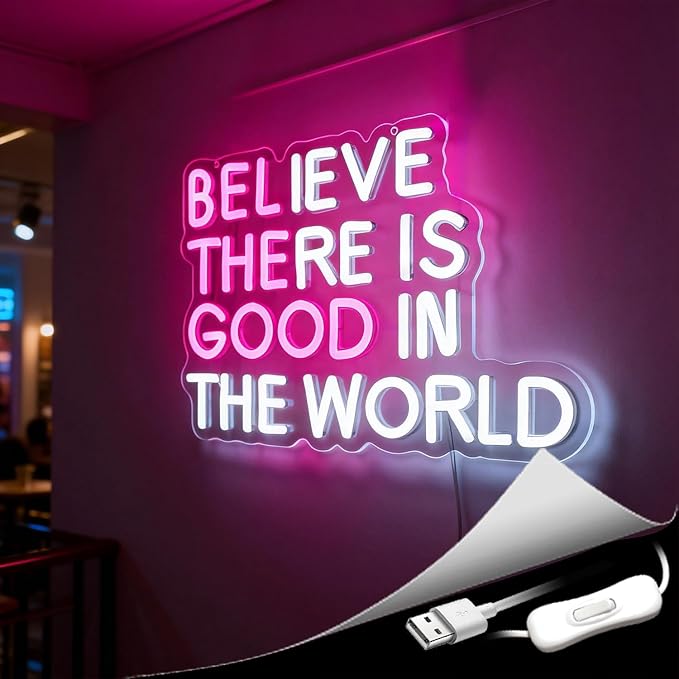 Whfobfe Positive Neon Sign Led Neon Lights Signs for Wall Decor USB Powered Led for Room Decoration Home Game Room Bar Party Decor