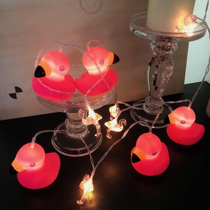 Cute Flamingo Lights Flamingo String Lights Battery Operated Flamingo Fairy Lights for Children Bedroom Home Wedding Holiday Decortion (Flamingo, 1.65m/10LED)