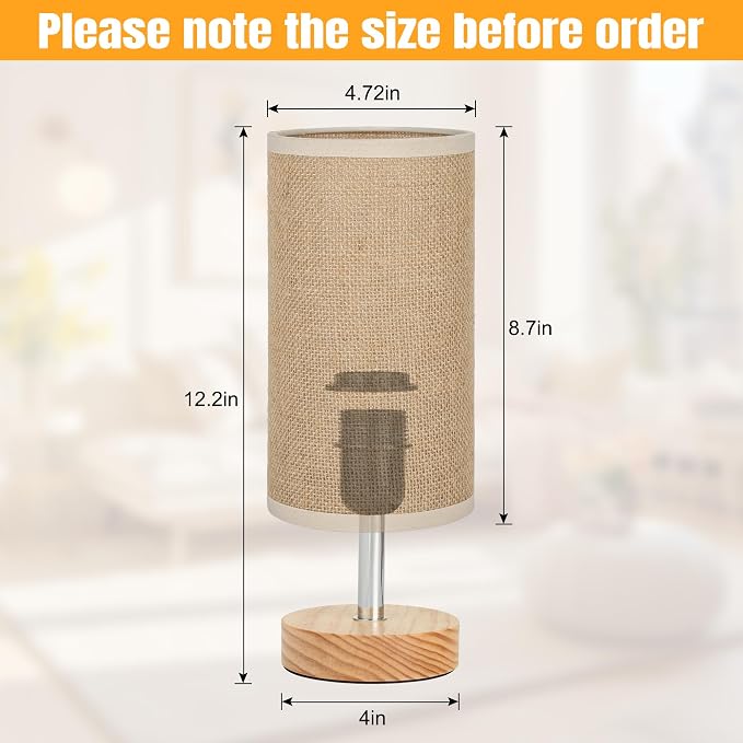 Bedside Table Lamps, Table Lamp for Bedroom, Lamps for Night Stands with Linen Lampshades, Small Table Lamp for Living Room, Office (Bulb Excluded) (Brown)