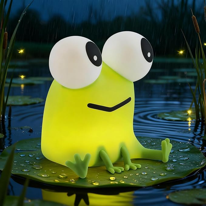 Frog Bedside Touch Night Light with Timer Dimmable 3 Brightness 7 Colors Small Cordless Table Lamp Warm Sleep Aid USB Rechargeable Portable Night Lamp for Nightstand Bedroom Living Room Home
