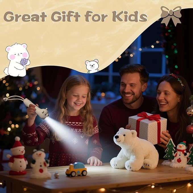Silicone Polar Bear Flashlight, Dimmable Rechargeable Hanging Night Light for Camping, Night Walks and Home Use, Animal Themed Themed Portable Torch