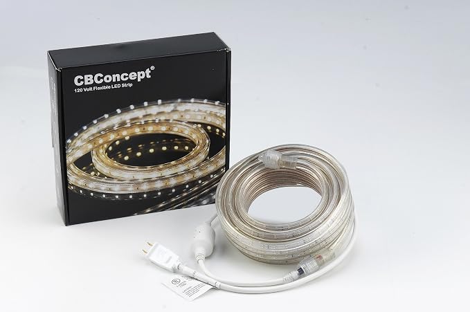 UL Listed, 13 Feet, 1400 Lumen, Green, Dimmable, 110-120V AC Flexible Flat LED Strip Rope Light, 240 Units 3528 SMD LEDs, Indoor Outdoor Use, Accessories Included, Ready to use