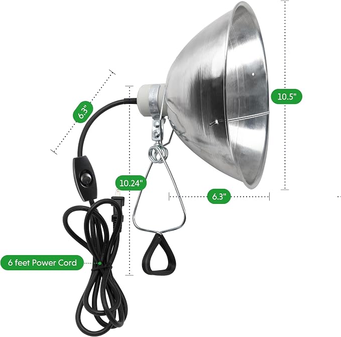 Simple Deluxe Clamp Lamp Light Socket with 10.5 Inch Aluminum Reflector and Bulb Guard, Suit for Max 250 Watt Lamp (No Bulb Included) with 18/2-Gauge 6 Feet Cord, 2-Pack