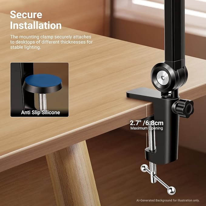 NEEWER Basics 2 Pack 10.5" Streaming Key Lighting, 3000-6500K 15W Full Screen LED Panel Ring Light with Adjustable Arm Stand Desk Clamp Timer for Laptop Computer Video Conference Zoom Makeup, R10