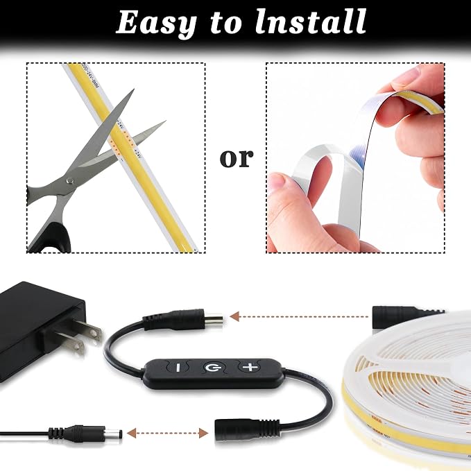 10FT COB LED Strip Lights Blue 24V High CRI95+ Ultra Bright Flexible LED Tape Lights Safe Low Voltage LED Lights Strip Rope Lights for Kitchen Under Cabinet Stairs Bedroom DIY Decorative Lighting
