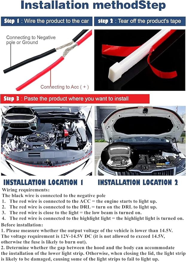 Car LED Hood Light Strip for Cars, SUVs, Trucks, Blue, 70 Inch | 12V, Universal, Flexible Waterproof Daytime Running Light, Dynamic Scan Start-up Effect, Super Bright Bonnet Lights
