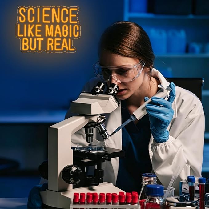 Science Like Magic But Real Neon Sign for Wall Decor Classroom Neon Light Laboratory LED Sign Letter Neon Light Sign for Classroom Science Lab Bar Home shop Decoration