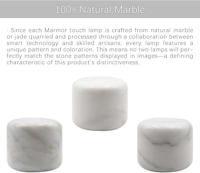 Marmor Marble Lamp Table Lamp Unique Stone Touch Lamp Pat Lamp Type-C 3 Way Bedside Lamp Ambient Light Bedroom Stands Night Light Decorative LED Warm Portable Lamp Rechargeable