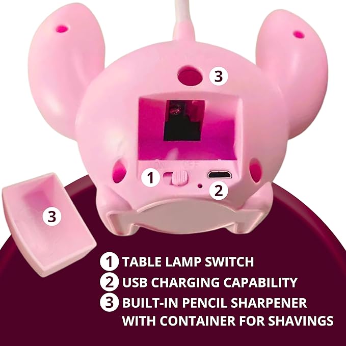 Pink Cartoon Kids Desk Lamp – Night Cartoon Figural Cute Table Lamp for Kids Bedroom Girls Night Light for Bedroom Room Decor Light Birthday Gifts