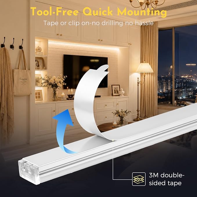 V4light Under Cabinet LED Lighting Bars, 6Pcs Silver, Plug-in, Dimmable | 0.3in Ultra-slim aluminum bars with touch dimmer & remote, 2700K–6500K adjustable, ideal for closet, shelf & display cabinet