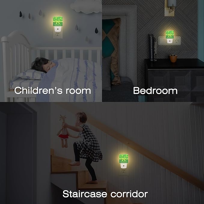 Happy St Patrick's Day Night Light Plug into Wall,Green Saint Patrick's Shamrock Dusk to Dawn Night Light Plug in,0.5w Energy Saving Sleep Friendly NightLight for Kids Boys Girls Home Decor