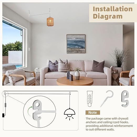 2 Pack White Hanging Light Cord, 16FT Plug in Pendant Light Cord Kit | DIY Lamp Kit, Vintage Hanging Light Kit, E26 E27 Pendant Light Fixture, Adjustable Light Socket Hanging Paper Lantern Light