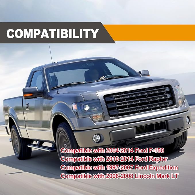 2pcs Sequential Right Left LED Side Mirror Turn Signal Light Smoked Lamps for 2004-2014 Ford F150 Expedition Lincoln Mark LT Amber Flowing led Lights