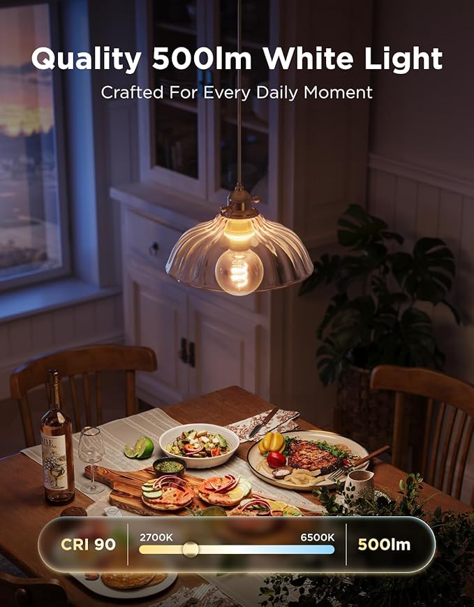 Govee Edison Bulbs, G25 Smart Vintage Light Bulbs, RGBWW, E26 Base 4 Pack | RGBWW and Tunable White, Compatible with Matter, Alexa & Google Assistant, Vanity light bulb for Living Room Kitchen