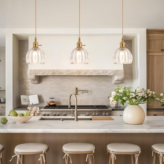 Pendant Light Fixtures,Mini Hanging Lights 5.1Inch E26 Transparent Glass Vintage Pendant Light for Bedroom Living Room Hallway