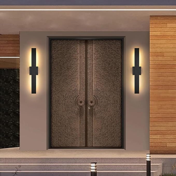Aluminum Modern LED Wall sconces 2 Pack, 24.4 inch Black Wall Lights 28W