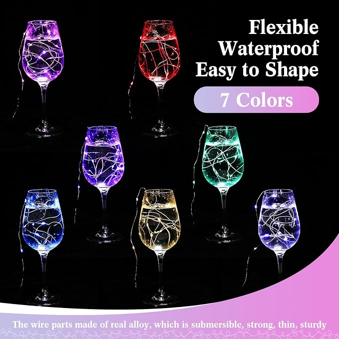 20 Pack LED Fairy Lights Colored Battery Operated String 3 Speed Modes 7 ft 20 LED Starry Wedding Decoration Waterproof Wire Twinkle Light for DIY Jar Bedroom Party Supplies (Colorful Color)