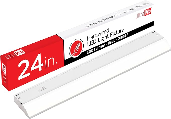 UltraPro 24 inch Hardwired Under Cabinet Lights, On/Off Only | 2700K Warm White, Under Cabinet Lighting, Under Counter Lights for Kitchen 44112