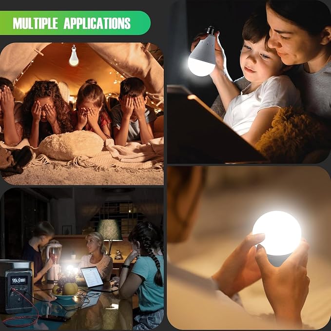DEBAOBULB 20 Pack Rechargeable Emergency Light Bulbs, Battery Powered LED Light Bulb 6000K Daylight E26 120 Volt 9W 60W Equivalent with 1200mAh for Home Power Outage Camping Hurricane