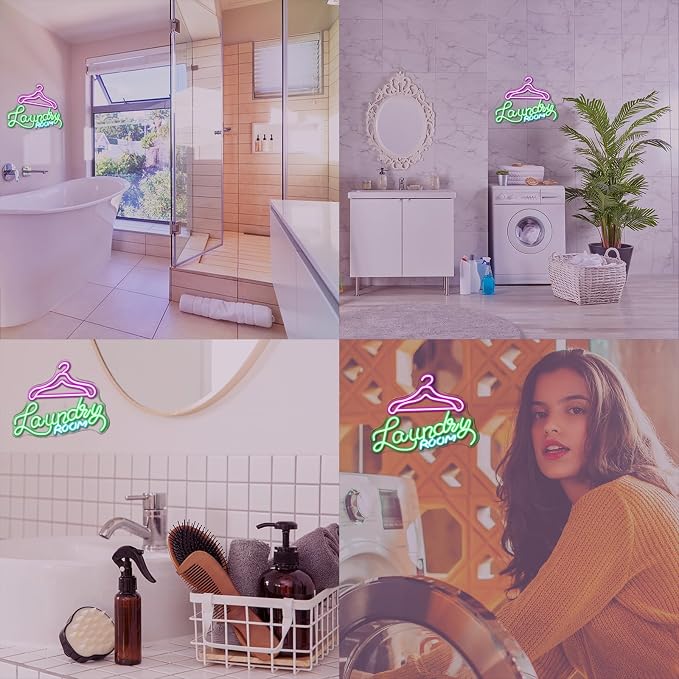 Laundry Room Neon Sign Wall Decor, Neon Sign Light for Wall, Neon Wall Decor, Led for Home Laundromat Wash Room Shower Room Gift
