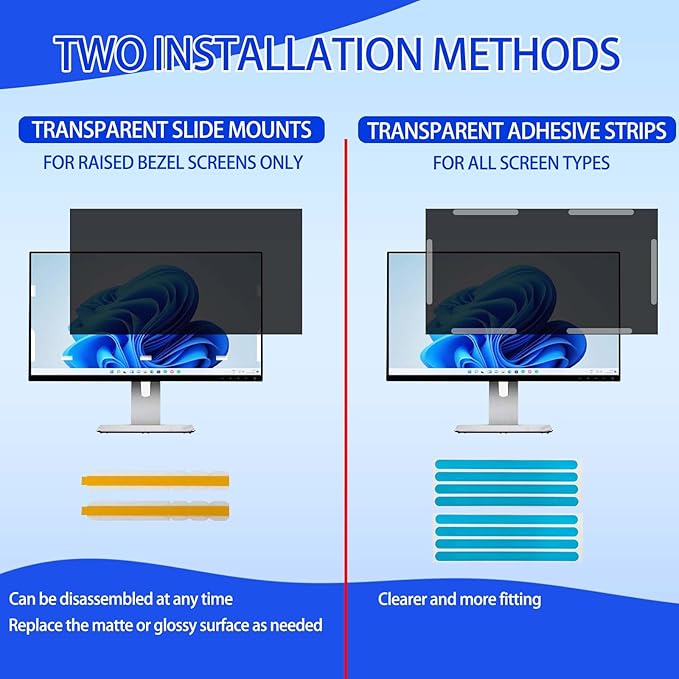 18.5 Inch Privacy Screen for Monitor with 16:9 Widescreen Monitor Blue Light Screen Protector - Anti-Glare - Anti-Scratch Protector Film for Data Confidentiality Privacy Shield [2 Pack]
