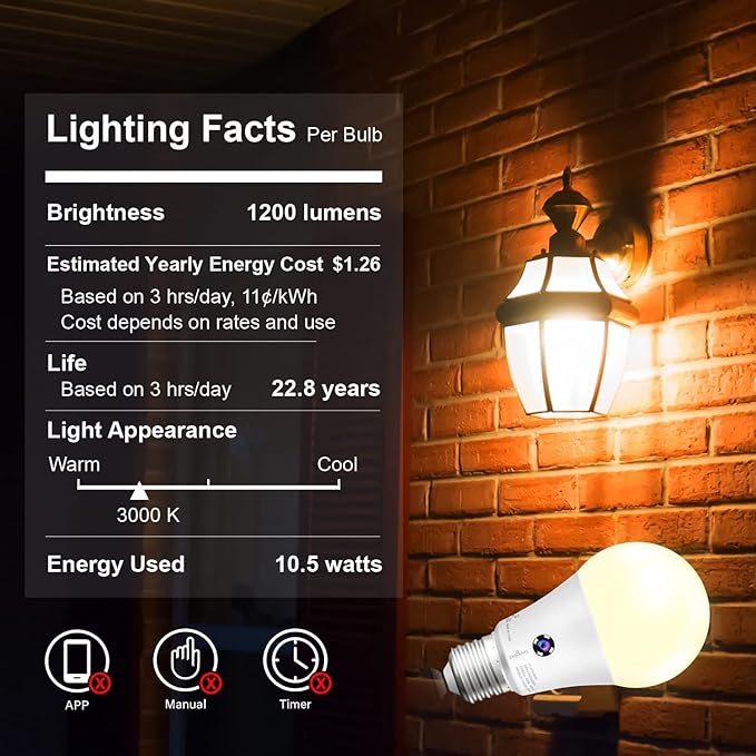 Sengled Dusk to Dawn Light Bulbs Outdoor, A19 LED Sensor Bulbs 6 Pack, 3000K Soft White 1200 Lumens, 75W Equivalent 10.5W, E26 Base Automatic On/Off Photocell Light Bulbs for Porch and Garage