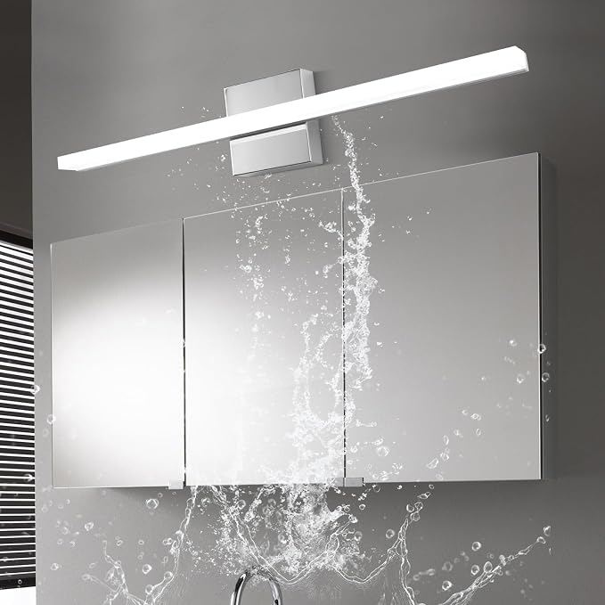 24 Inch LED Bathroom Vanity Light, 3CCT 3000K/4000K/6000K Bathroom Lighting Fixtures Over Mirror, IP44 Modern Chrome Wall Sconce for Bathroom Makeup Dressing Room