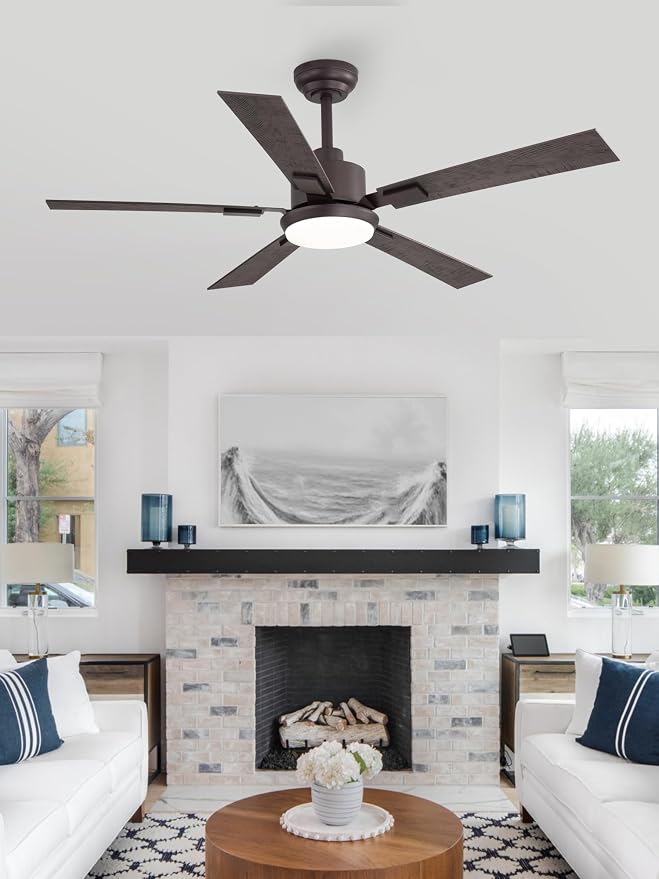 ZMISHIBO 52” Farmhouse Ceiling Fan with Light, Remote Control, Oil Bronze | High CFM Powerful Airflow, Quiet DC Motor, 3 CCT LED, Indoor/Covered Outdoor, Dual-Finish, Damp Rated, Rustic