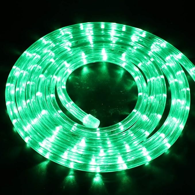 2-Wire Waterproof LED Rope Light Kit, 1/2" Rope Light, 110V-120V PVC 30 LED/M Tube Lights Strip for Background, Outdoor, Christmas, Home Decoration (9.9ft/3m, Green)