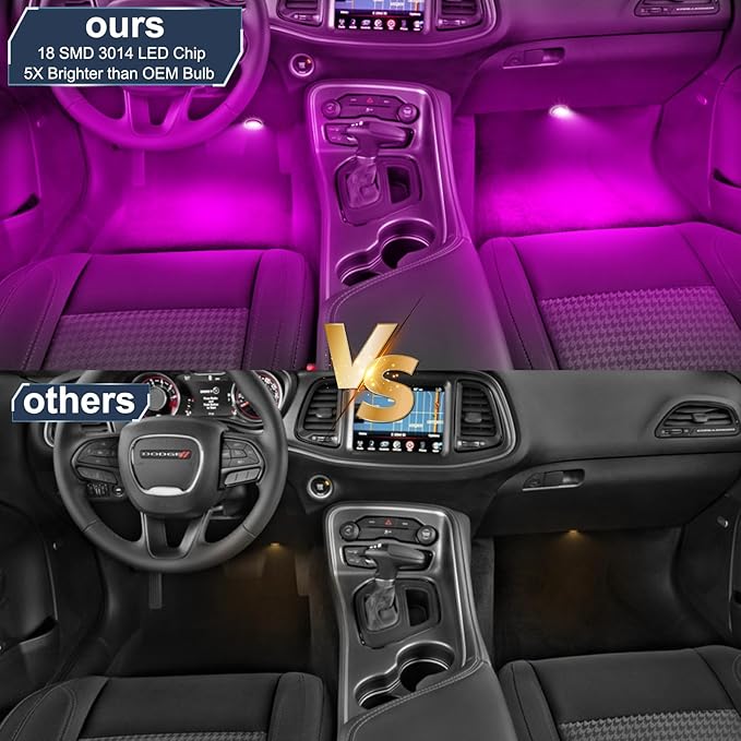 POPMOTORZ Pink Purple LED Interior Courtesy Light Footwell Lights Under Dashboard Courtesy Floor Lamp for Dodge RAM,Durango,Nitro, Jeep Wrangler,Liberty,Grand Cherokee Under Dash Lighting 2 Pcs