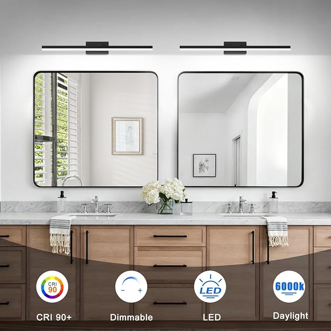 IZORRO Modern Bathroom Vanity Light 48 inch, Rotatable, 36W Dimmable Led Bathroom Light Fixture Over Mirror, Chrome Vanity Light Bar (Cool White 6000K)