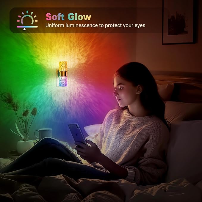 JandCase Night Lights Plug into Wall, Color Changing Night Light for Kids | 3000K+RGB LED Nightlight with Dusk to Dawn Sensor, 10/50/100LM Adjustable Brightness for Rooms Decor 2 Pack