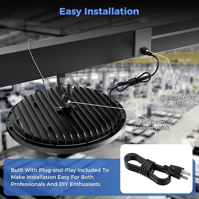 AIKVSXER 20 Pack LED Shop Lights, 300W 45000LM UFO LED High Bay Light | Warehouse Lights with 5' Cable US Plug, 6000K Daylight IP65 Waterproof LED Garage Lights
