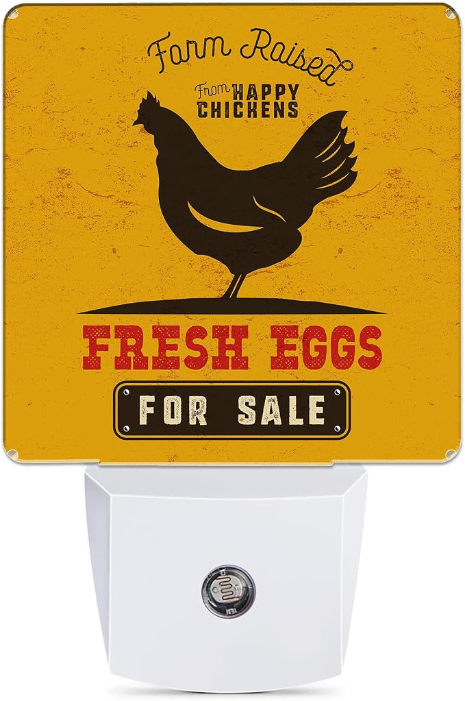 Retro Farm Rooster Night Light Plug in Wall Lamp Smart Dusk to Dawn Sensor for Home Decorative, Kids Room Bedroom Bathroom Kitchen Hallway Gifts