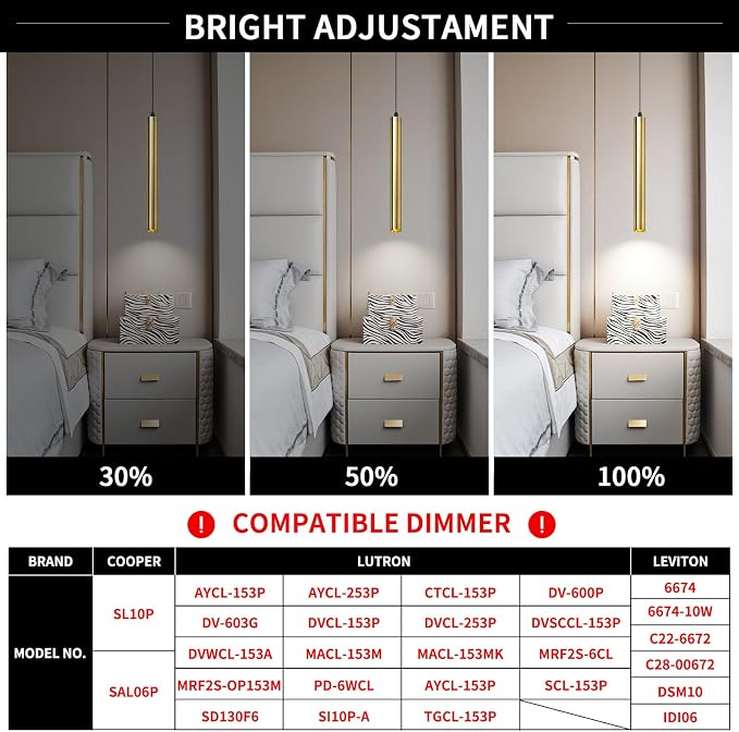 Modern Pendant Lights 4000K Bronze LED Dimmable Pendant Light Fixtures Pendant Lighting for Kitchen Island,Bar,Bedroom, 15.7inch, 10W, ETL, 3Pack