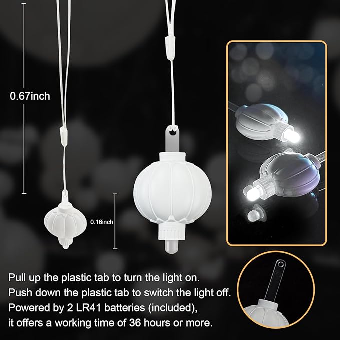 24 Pack Mini LED Lantern Lights - Battery Operated Small Lights for Paper Lanterns, Perfect for Party, Birthday, Wedding, Halloween, Christmas Decorations (White)
