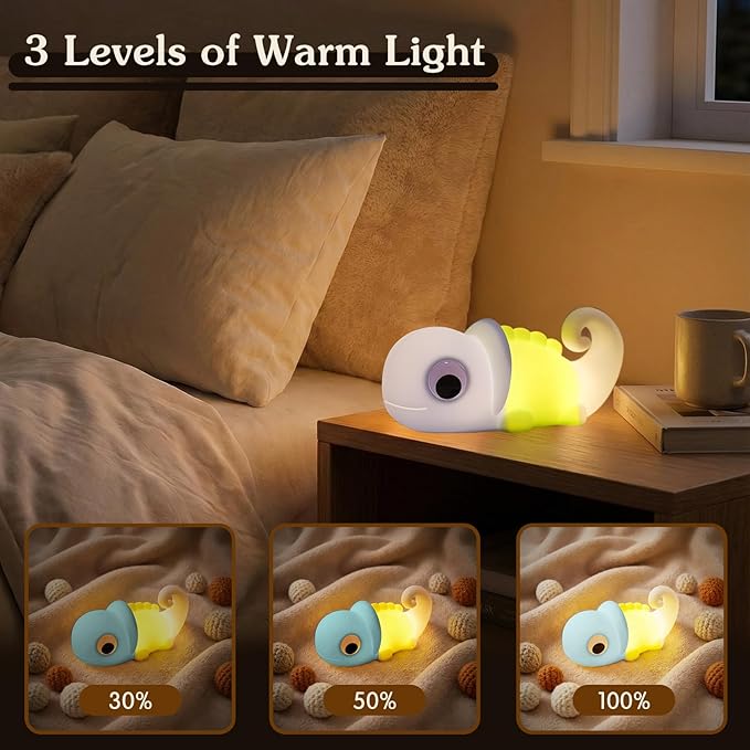 Chameleon Night Light for Kids,Night Light for Boys and Girls,Cute Room Decor Portable Night Lamp,Touch-Controlled Lighting,Touch-Controlled Lighting (Chameleon)