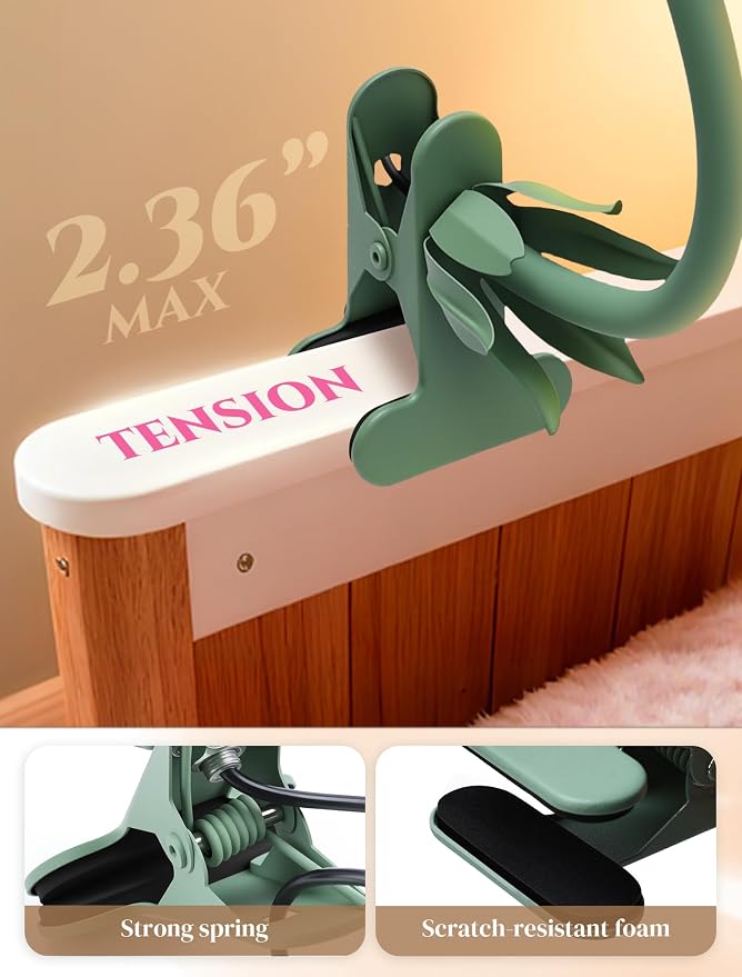 Clip On Flower Lamp for Bedroom, Aesthetic Bedside Reading Light with Flexible Gooseneck, 3 Color Modes Cute Desk Lamp Decor for Dorm Room, Headboard, Nightstand and Home Office