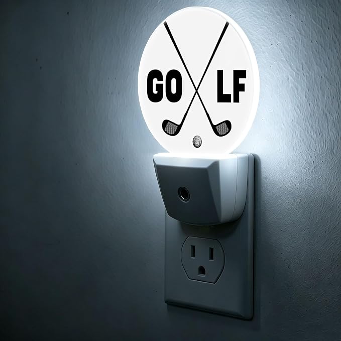 Nightlight Golf Symbol Night Lights Plug Into Wall Auto Sensor | Field Sport Ball Night Light Auto Led Sleep Round Lamp for Living Room Hallway Stairs
