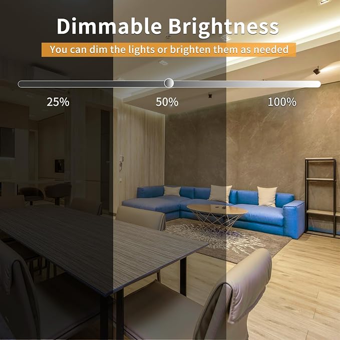 50FT COB LED Strip Lights DC 24V Dimmable 3000K Warm White | Flexible LED Tape Light for Bedroom, with Remote and app Control LED Tape Lights CRI90+,for DIY Home Decoration