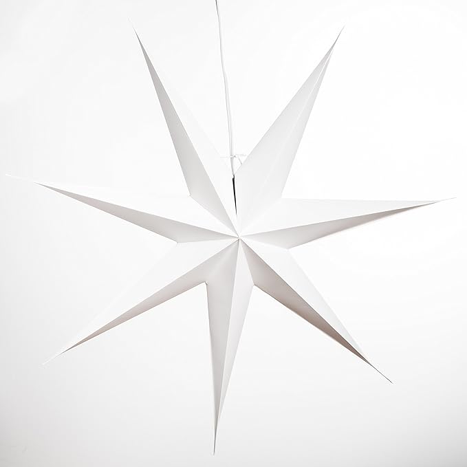 7 Pointed White Paper Star Lantern with 12 Foot Power Cord Included